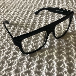 Thick Black Frames with Clear Lenses